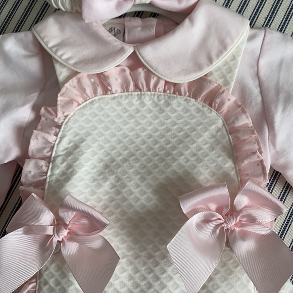 Pretty Originals Dungarees Overalls Set Pink Cream 12mo NWT - Picture 11 of 11